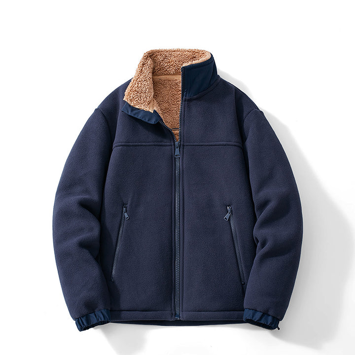 Herren Teddygefütterte Fleecejacke mit Stehkragen, Reißverschluss und Thermo-Innenfutter Echoarchiv