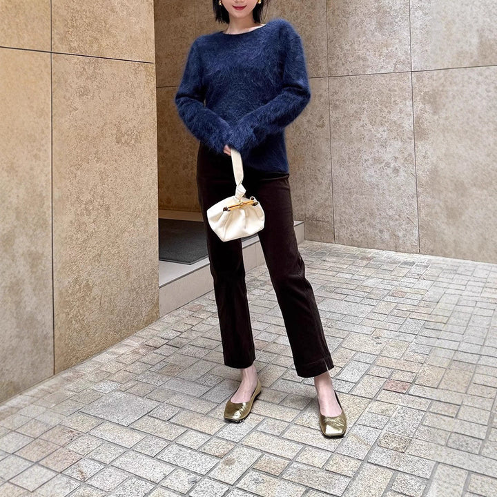 Damen Weicher Mohair-Pullover mit weitem Schnitt Echoarchiv