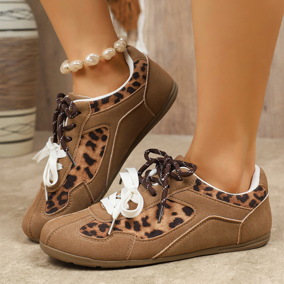 Damen Leichter Velours‑Sneaker mit Leopardenmuster und gepolstertem Komfortfußbett Echo Archiv