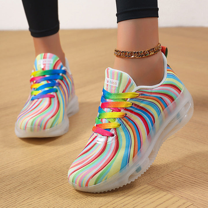 Damen nan leichter Muster-Sneaker mit elastischem Canvas-Obermaterial, gepolsterter Fersenstütze und segmentierter Flexlaufsohle Echo Archiv