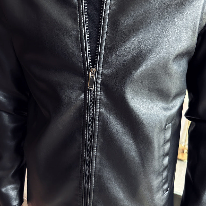 Herren modische Kunstlederjacke mit minimalistischem Schnitt und funktionalen Taschen Echoarchiv