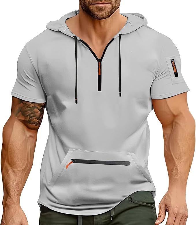 Herren Kurzarm Hoodie mit Reißverschluss Echoarchiv