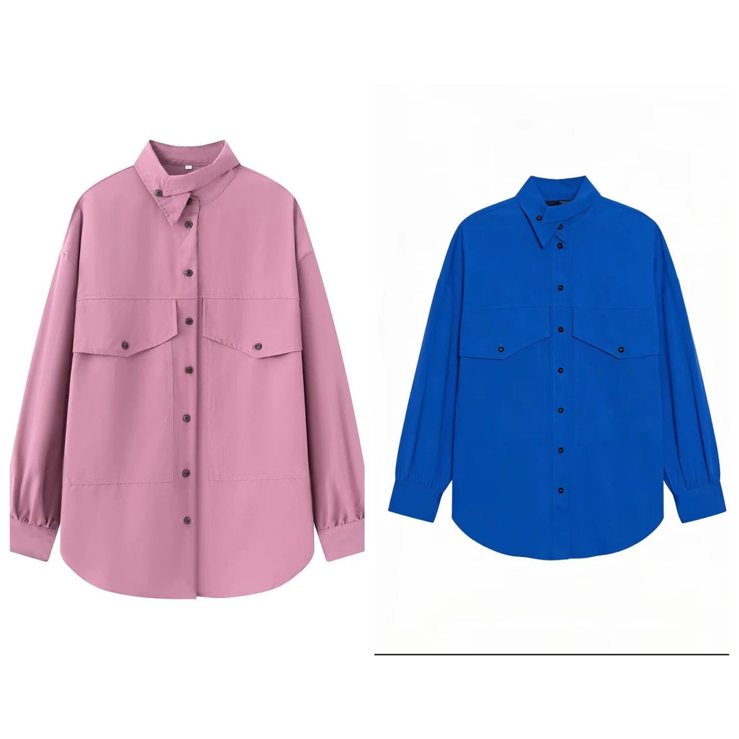 Damen Oversize-Hemdbluse mit großen Pattentaschen und verlängertem Saum Echo Archiv