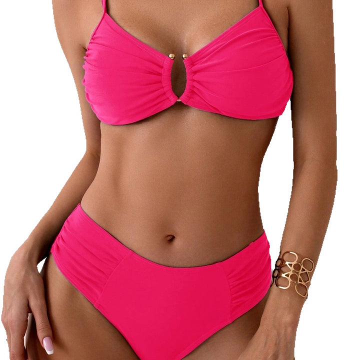 Damen Bikini-Set mit raffinierten Rüschendetails und dekorativen Goldakzenten Echo Archiv