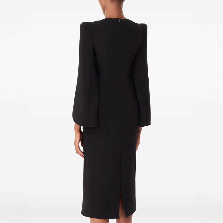 Damen Schlankes Abendkleid mit Cape-Ärmeln und tailliertem Schnitt Echoarchiv