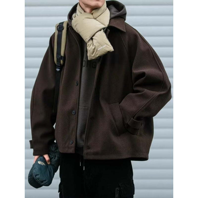 Herren modische Oversize-Jacke mit Knopfleiste und praktischen Taschen Echoarchiv