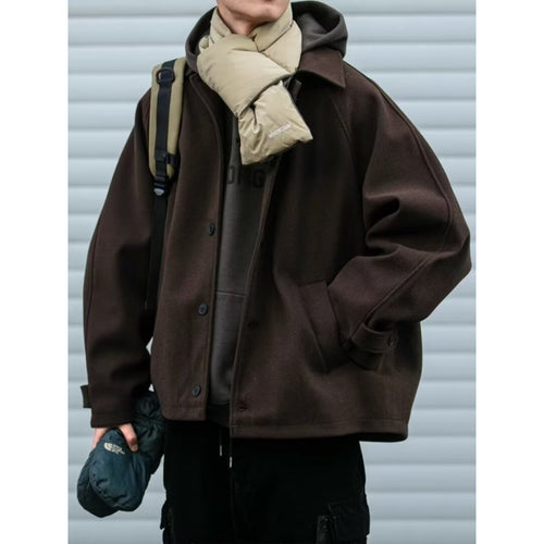 Herren modische Oversize-Jacke mit Knopfleiste und praktischen Taschen Echoarchiv