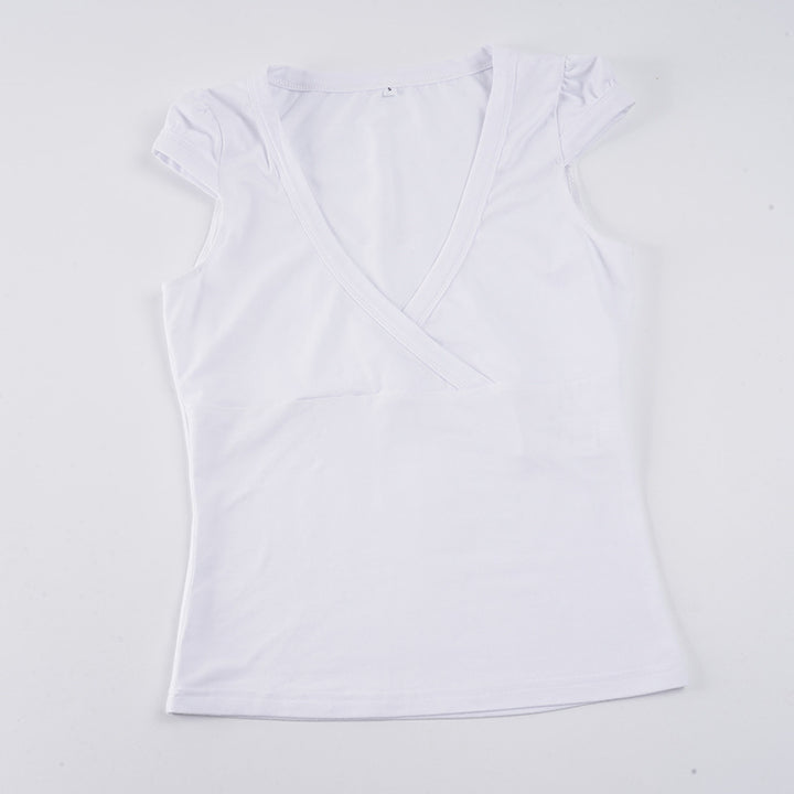 Damen Wickelshirt mit elegantem V-Ausschnitt und figurbetontem Schnitt Echo Archiv