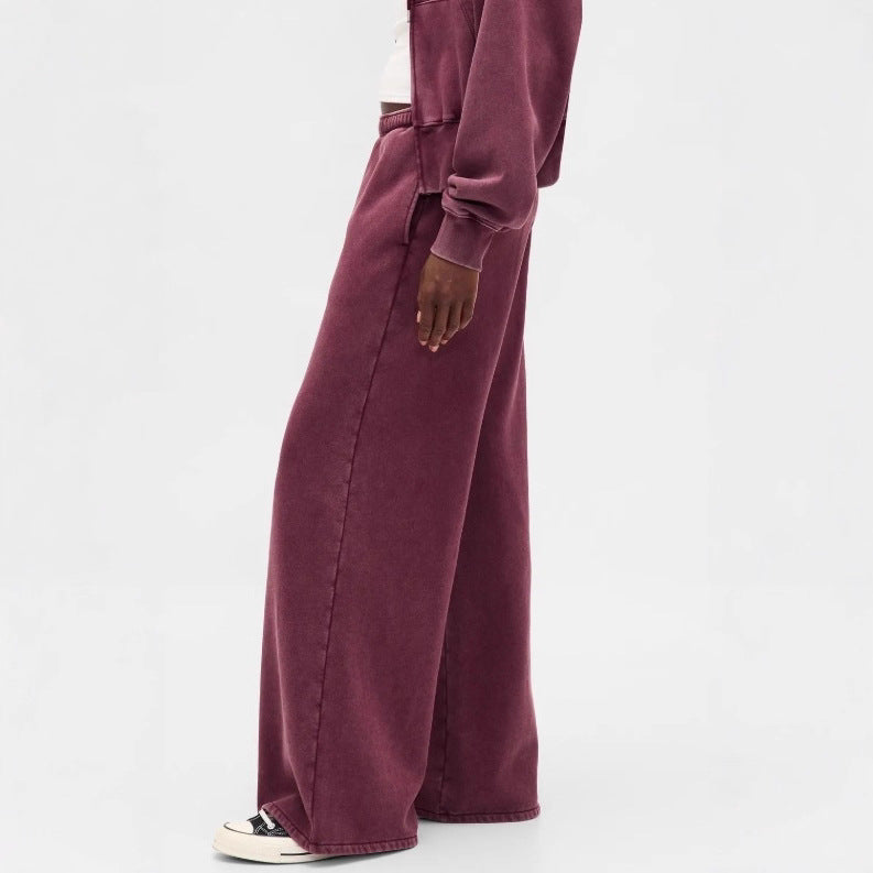 Damen nan zweiteiliges Frottee-Loungewear-Set mit Reißverschluss-Kapuzenjacke und weit geschnittener Jogginghose Echo Archiv
