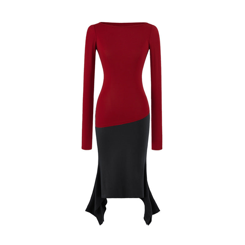 Damen Figurbetontes Midikleid mit asymmetrischem Zipfelsaum und Paneel-Design Echoarchiv