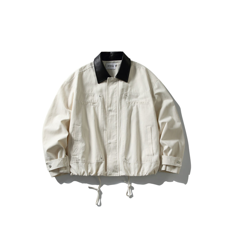 Herren Fieldjacke im Boxy‑Cut mit Lederkragen und Kordelzug Echoarchiv