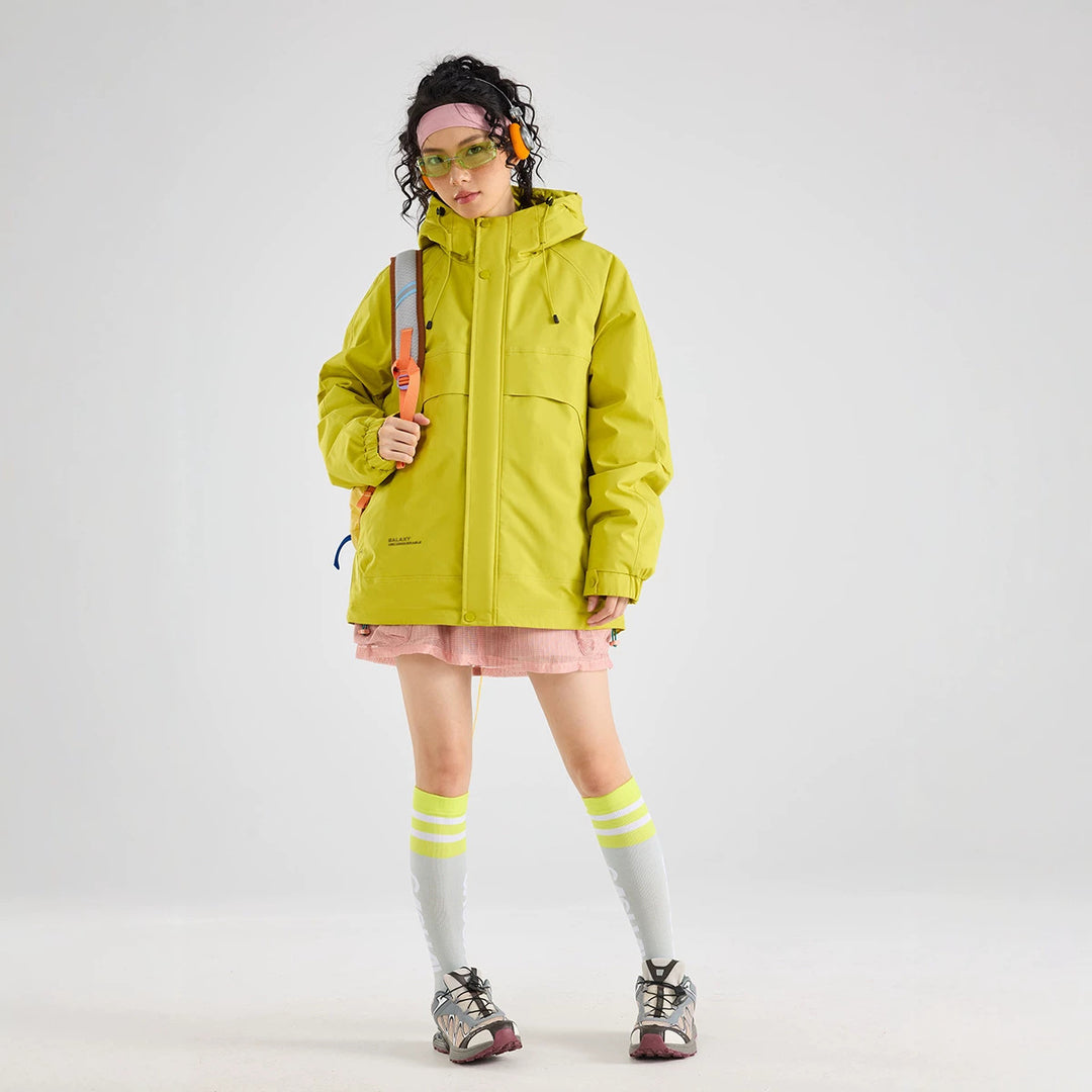 Damen Wasserfeste atmungsaktive Kapuzenjacke im technischen Oversize-Schnitt Echoarchiv