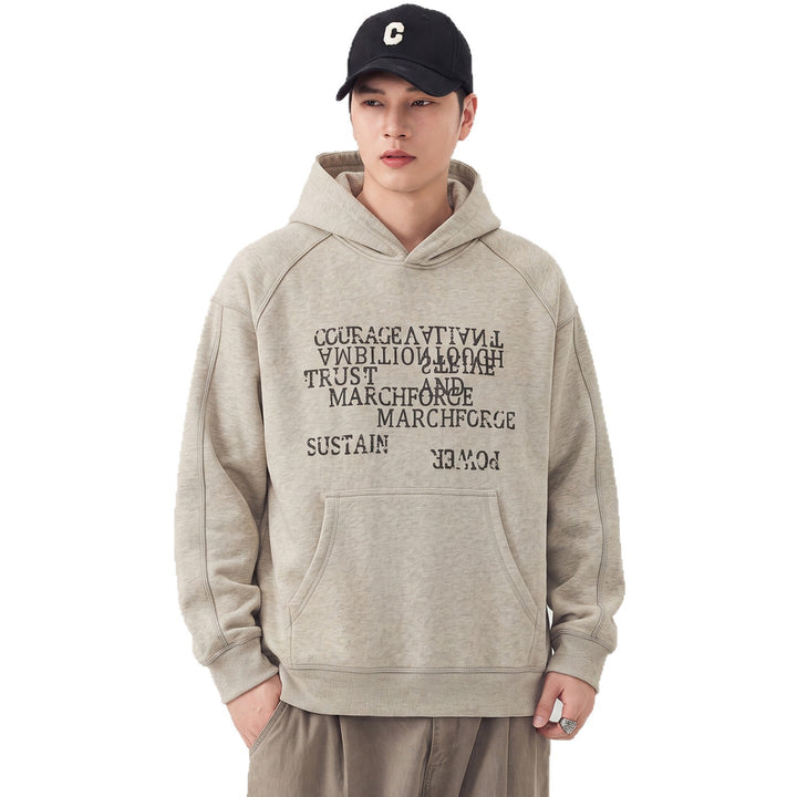 Herren Oversize Kapuzenpullover mit Statement-Print und Kängurutasche Echoarchiv