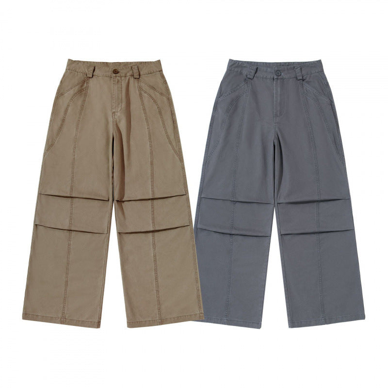 Damen weite Cargo‑Hose mit Stufennaht, hoher Taille und breitem Bein Echo Archiv