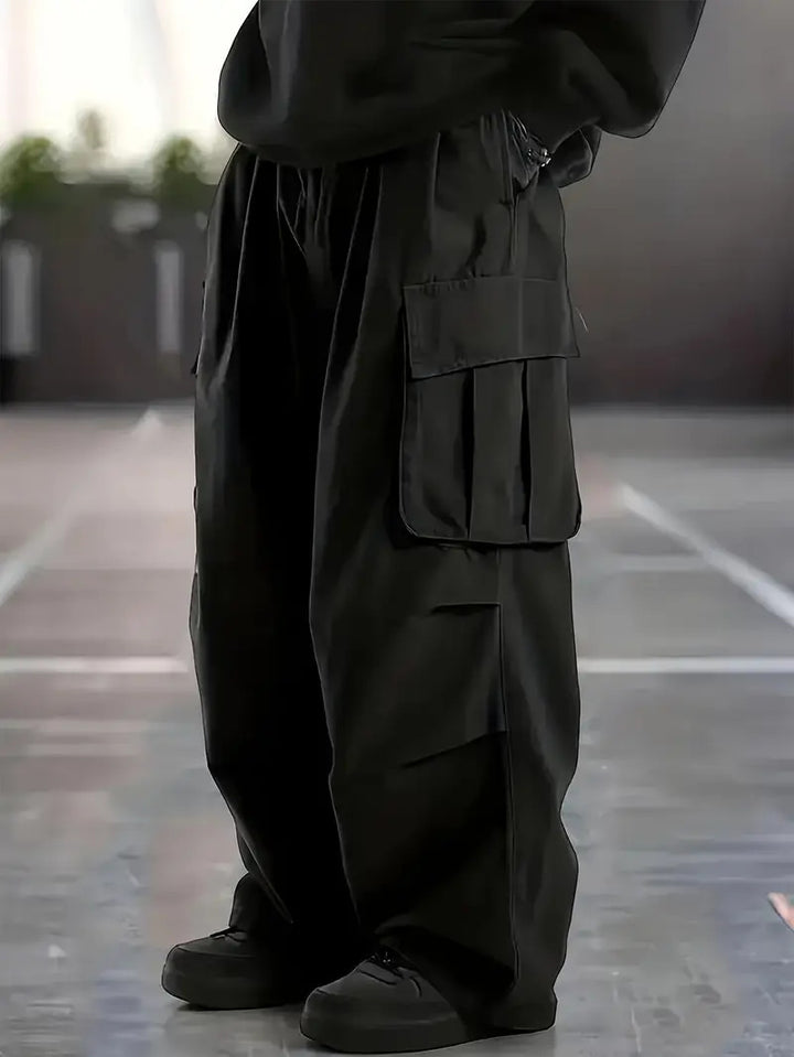 Herren Weite Utility-Cargohose mit übergroßen Klappentaschen & elastischem Tunnelzugbund Echo Archiv