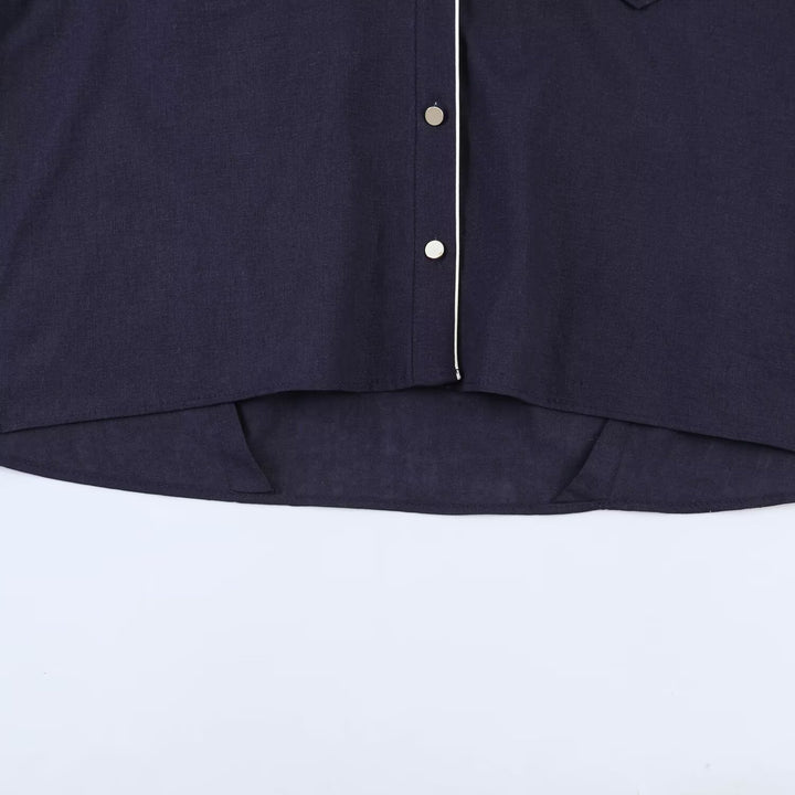 Damen Pyjama-inspirierte Oversize-Hemdbluse mit Kontrastpaspel und Brusttaschen Echo Archiv