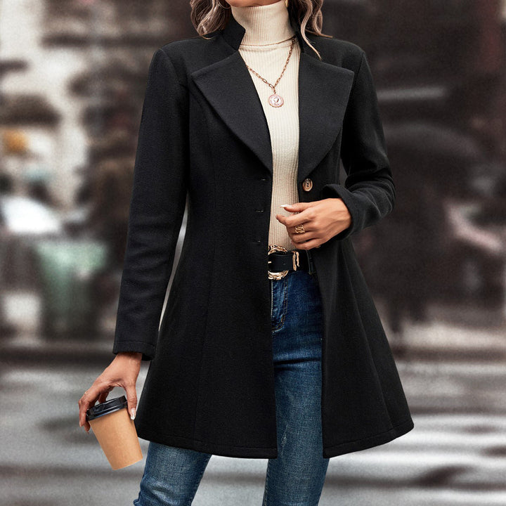Damen eleganter Langblazer mit modernem Kragen und tailliertem Schnitt Echoarchiv