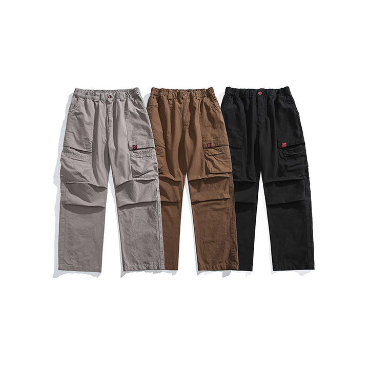 Herren Lockere Cargohose mit elastischem Bund, Multifunktionstaschen und geradem Bein Echo Archiv