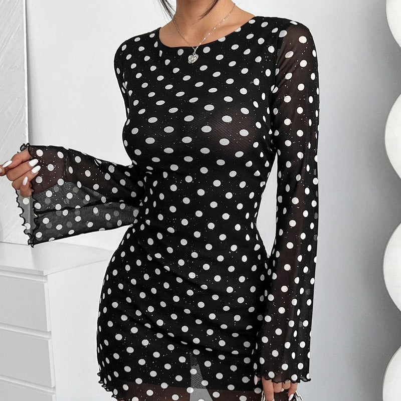 Damen Minikleid mit tiefem Rückenausschnitt und voluminösen Ärmeln Echo Archiv