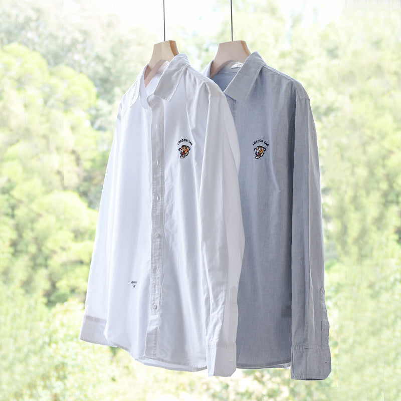 Herren Leichtes Baumwoll-Overshirt im Layering-Look mit Logostickerei und Kentkragen Echoarchiv