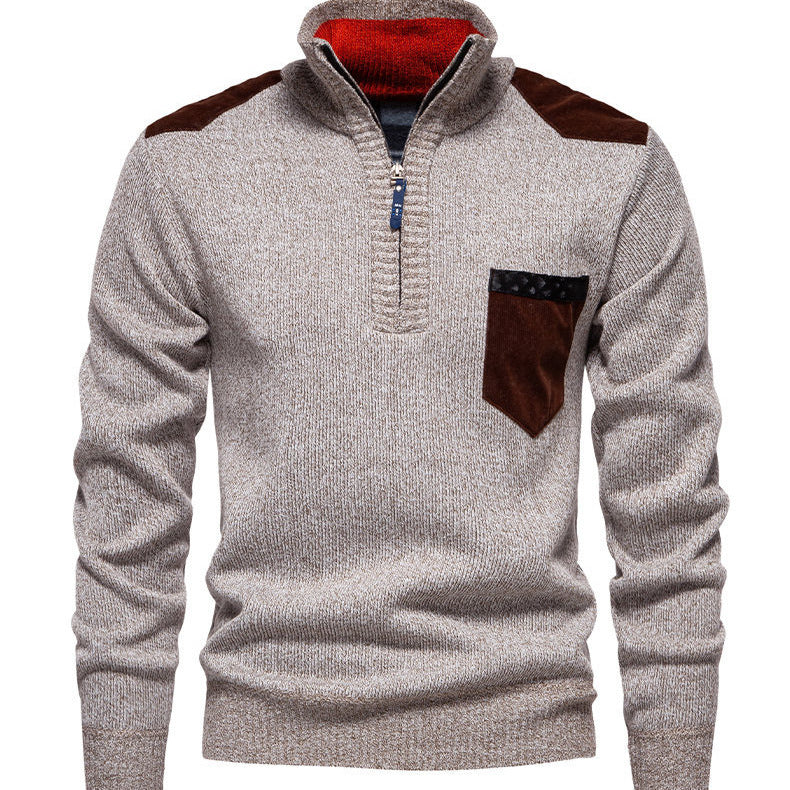 Herren Pullover mit halbhohem Kragen und modischen Akzenten Echoarchiv
