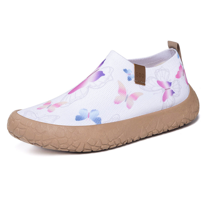 Damen nan atmungsaktiver Strick-Slipper mit Aquarell-Schmetterlingsprint und griffiger Outdoorsohle Echo Archiv