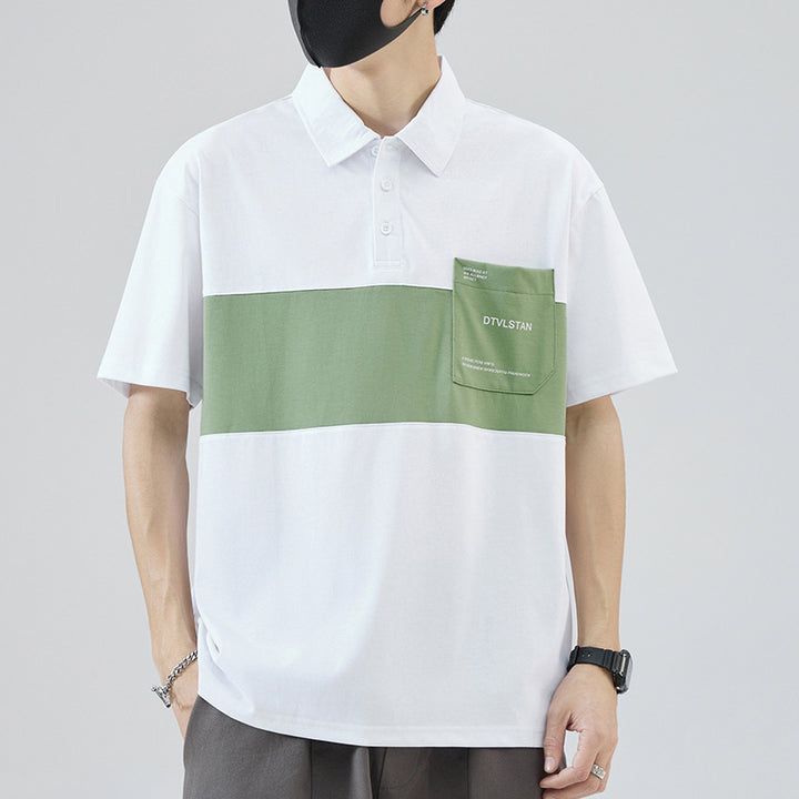 Herren Poloshirt mit modernem Farbblockdesign und praktischer Brusttasche Echoarchiv