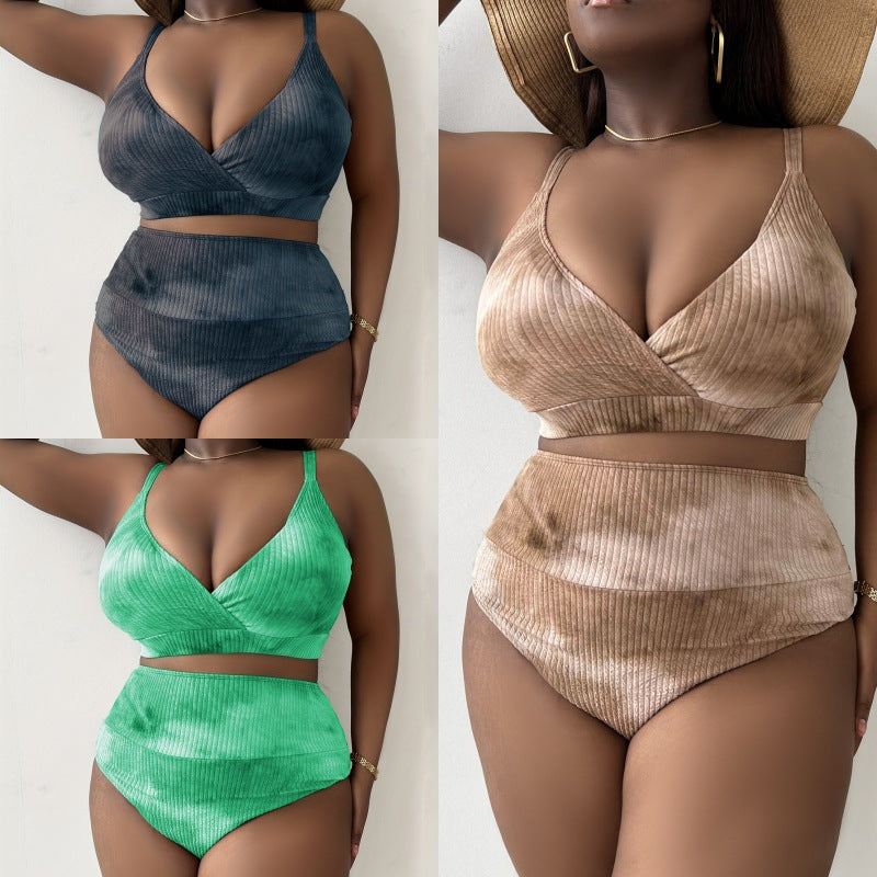 Damen Hoch tailliertes Bikini-Set mit raffiniertem Ripp-Design Echo Archiv