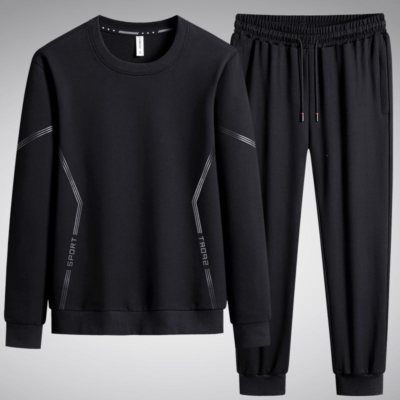 Herren Sportliches Freizeit-Jogginganzug-Set aus atmungsaktivem Funktionsfleece mit Rundhalsausschnitt & Kordelbund Echoarchiv