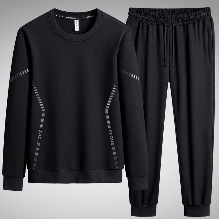 Herren Sportliches Freizeit-Jogginganzug-Set aus atmungsaktivem Funktionsfleece mit Rundhalsausschnitt & Kordelbund Echoarchiv
