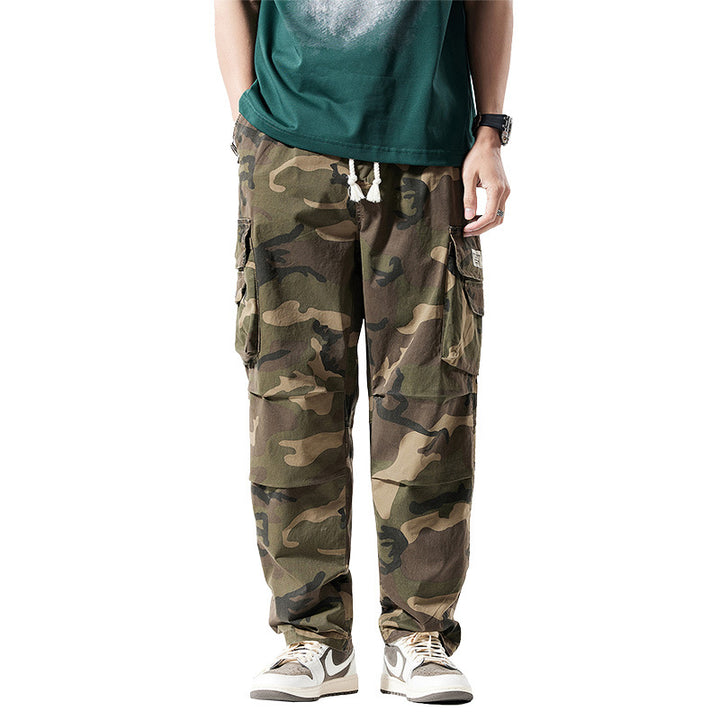 Herren Locker geschnittene Mehrfach-Taschen Cargohose mit Kordelzug und Camouflage-Muster Echo Archiv