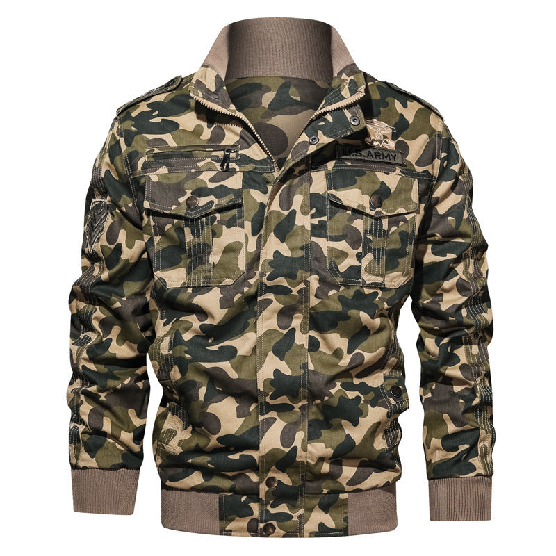 Herren Camouflage-Fieldblouson im Urban-Militärstil mit Rippbündchen und Mehrfach-Taschen Echoarchiv