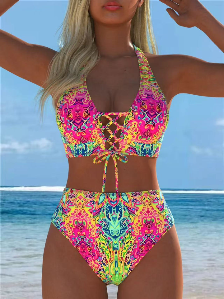 Damen Hochgeschnittener Bikini mit elegantem Schnürdetail Echo Archiv