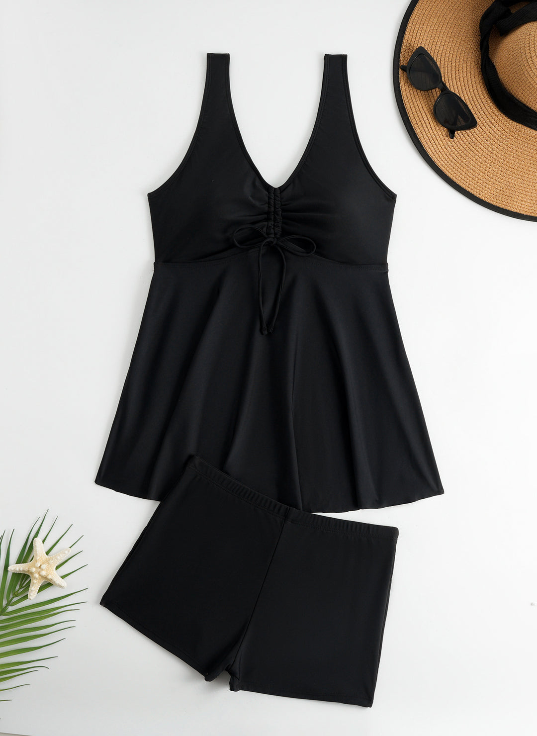 Damen Tankini-Set mit modischem Volant und grafischem Pfauenmuster Echo Archiv