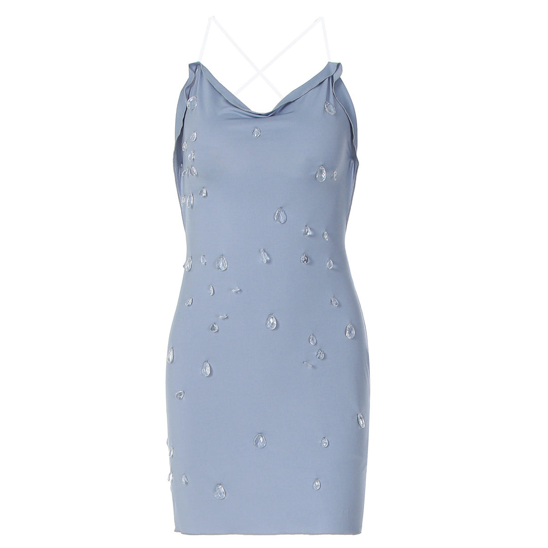 Damen figurbetonendes Minikleid mit eleganter Drapierung und transparenten Applikationen Echo Archiv
