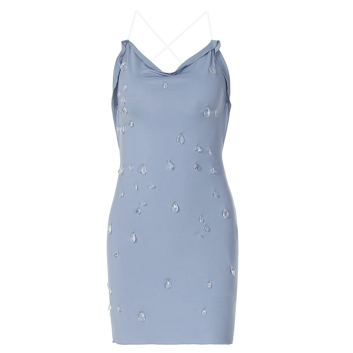 Damen figurbetonendes Minikleid mit eleganter Drapierung und transparenten Applikationen Echo Archiv