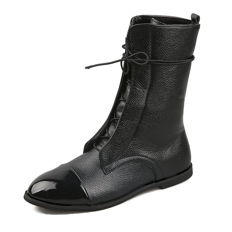Damen  knöchelhohe Schnürstiefel mit spitzer Kappenausführung und genarbter Lederoptik Echo Archiv
