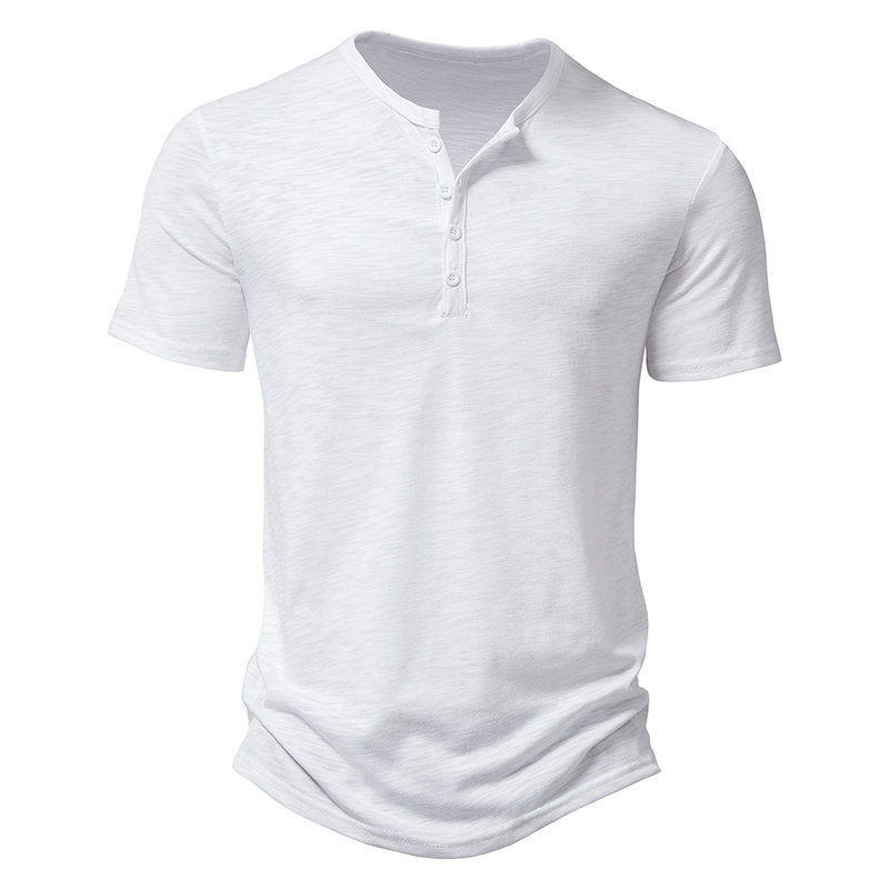 Herren Kurzarm-Henley-T-Shirt mit modischem Knopfdesign und atmungsaktiver Baumwolle Echoarchiv