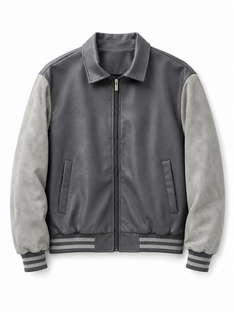 Herren Modische Kunstleder Bomberjacke Echo Archiv