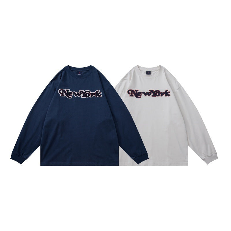 Unisex Oversize-Langarmshirt mit Chenille-Logo und Rundhalsausschnitt Echoarchiv