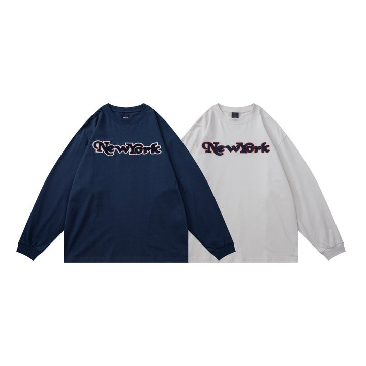 Unisex Oversize-Langarmshirt mit Chenille-Logo und Rundhalsausschnitt Echoarchiv