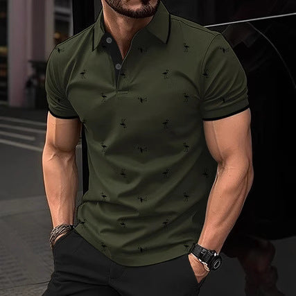 Herren Poloshirt mit innovativem Flamingo-Muster Echoarchiv
