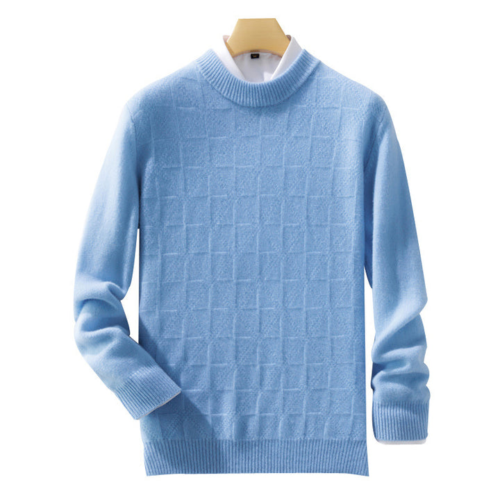 Herren Feiner Rollkragenpullover mit dezenter Quadratstruktur aus Kaschmir‑Mix Echoarchiv