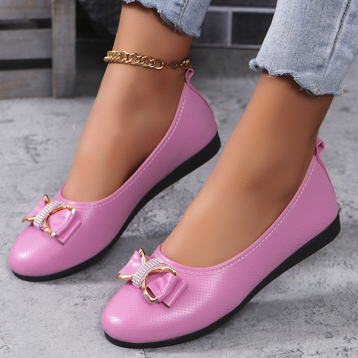 Damen filigrane Ballerina-Slipper mit dekorativer Schleifenapplikation und gepolsterter Komfortsohle – Lioré