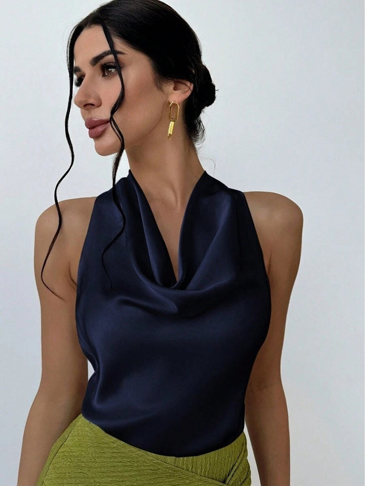 Damen Elegantes Satinoberteil mit schickem Wasserfall-Ausschnitt Echo Archiv
