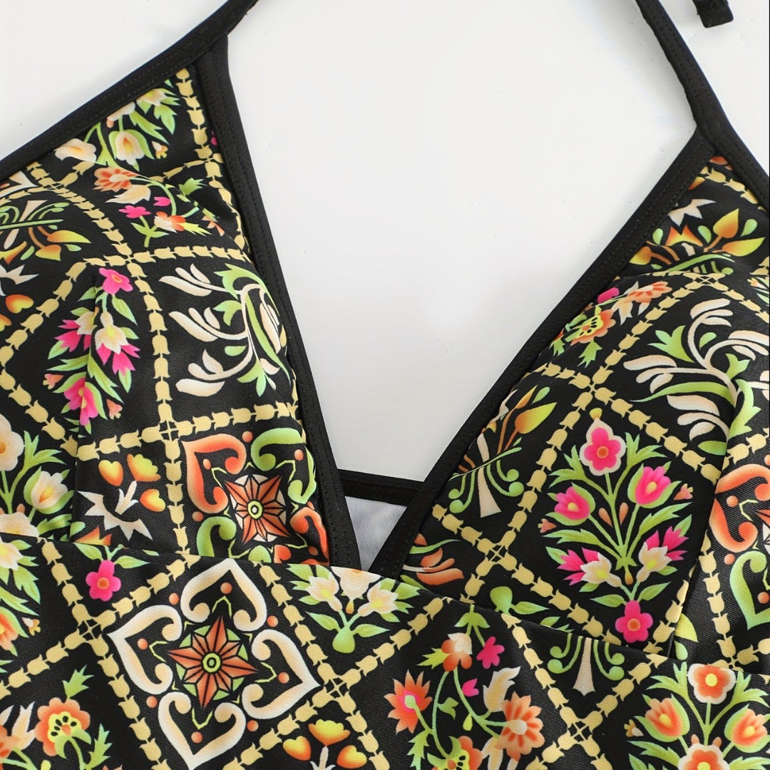 Damen Einteiliger Badeanzug mit modischem floralem Design Echo Archiv