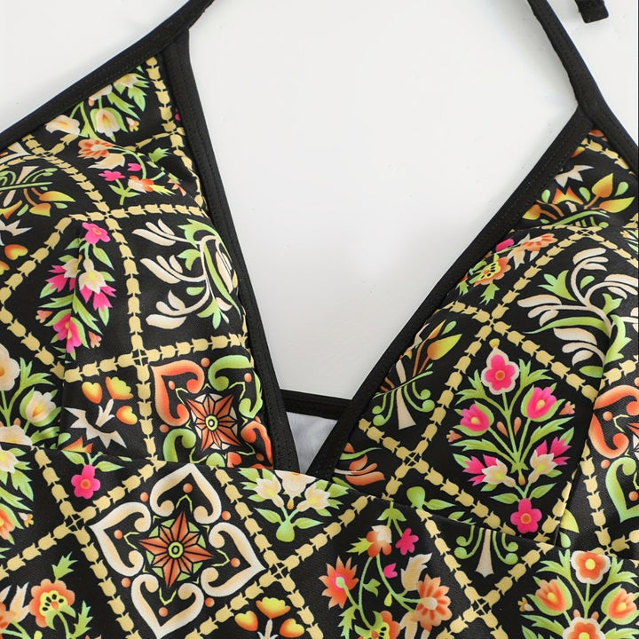 Damen Einteiliger Badeanzug mit modischem floralem Design Echo Archiv
