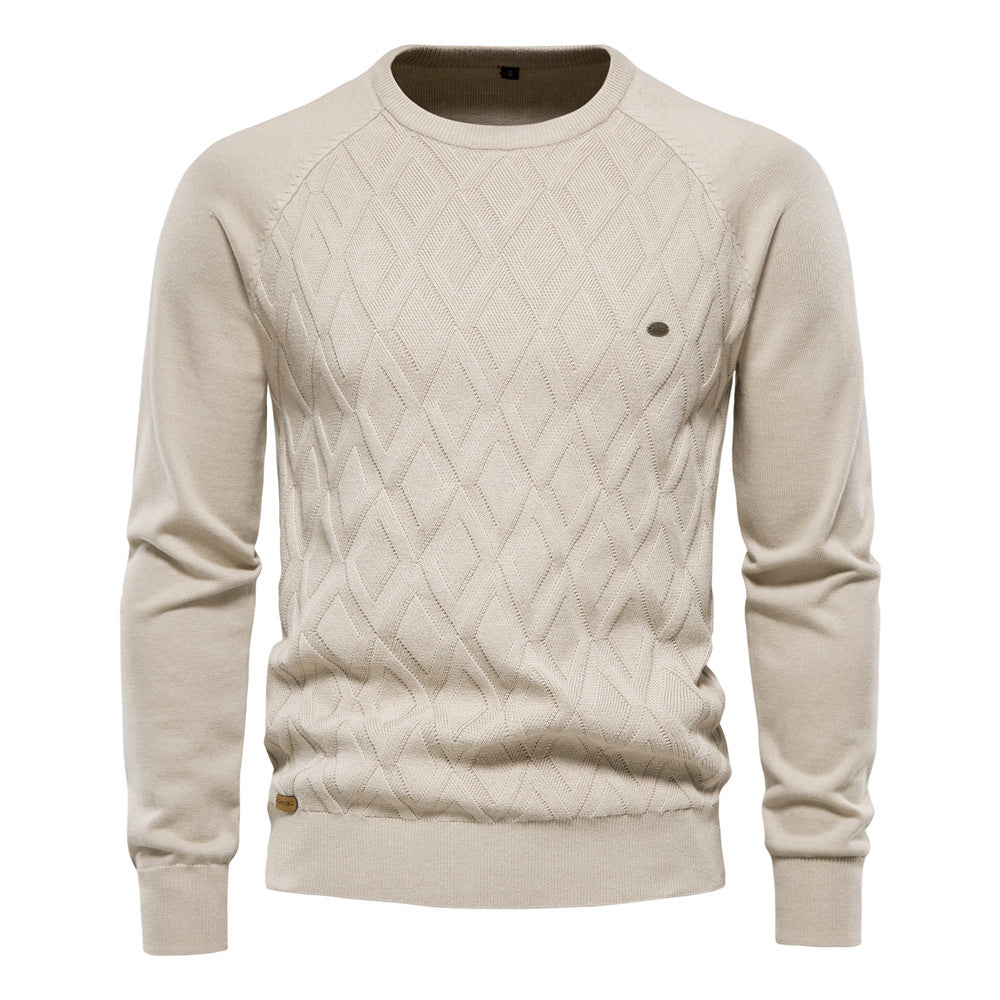 Herren Strickpullover mit strukturierter Rautenmuster-Optik und modischem Rundhalsausschnitt Echoarchiv