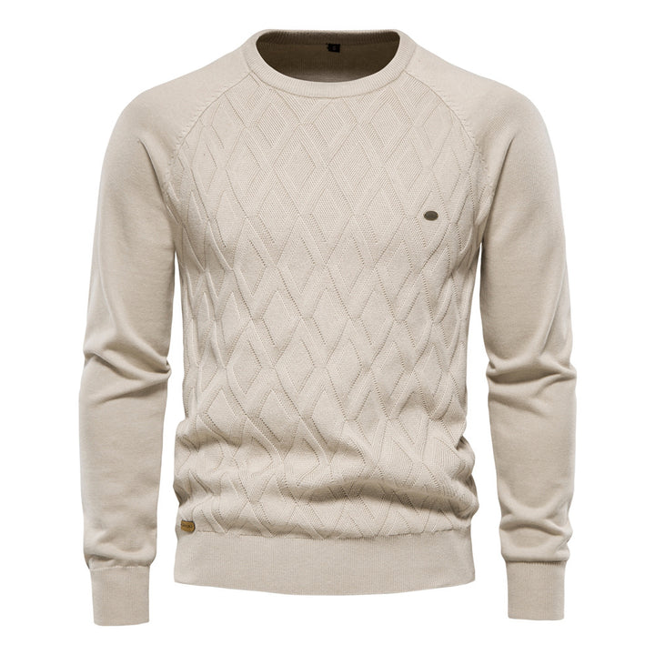 Herren Strickpullover mit strukturierter Rautenmuster-Optik und modischem Rundhalsausschnitt Echoarchiv