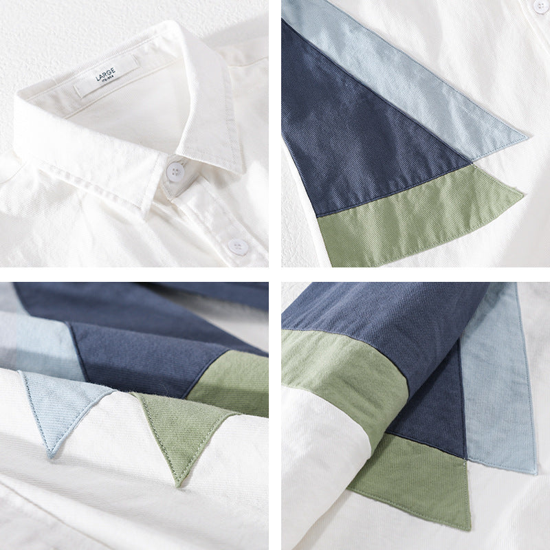 Herren Colorblock-Hemd aus Baumwollmix mit langen Ärmeln und kontrastierenden Paneelen Echoarchiv